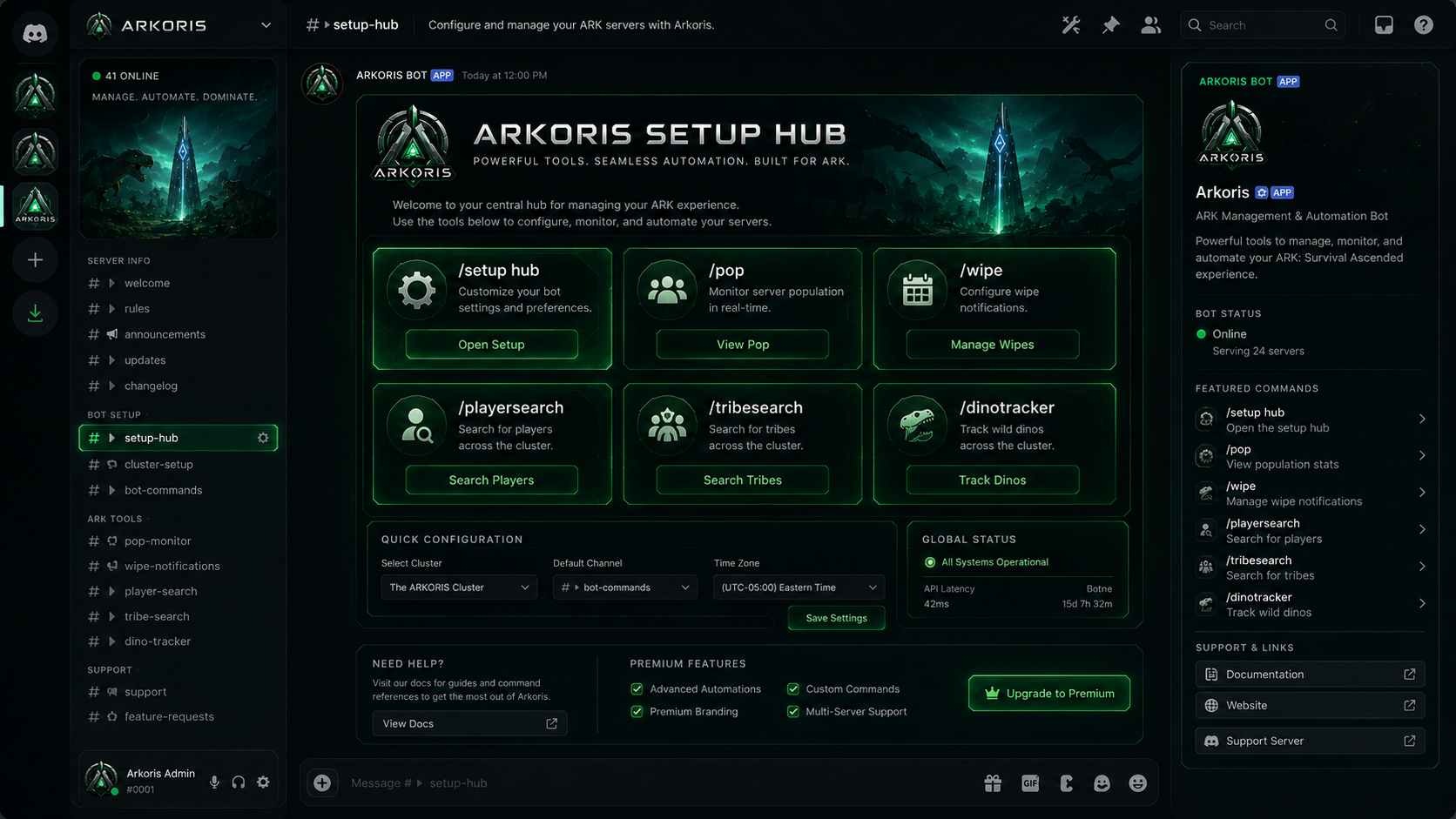 Arkoris Setup Hub — point-and-click module configuration